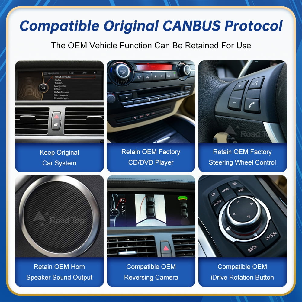 BMW Road Top 12.3" Touch Screen for for BMW X5 X6 E70 E71 2007-2009 with CCC System Wireless Android Auto CarPlay with Bluetooth Mirrorlink Radio Navigation