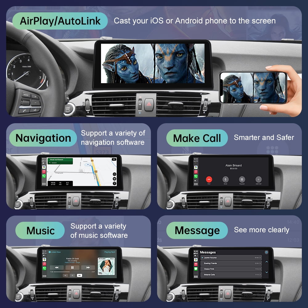 BMW Road Top 10.25 Inch Car Touchscreen Wireless CarPlay Android Auto for BMW X3 X4 F25 F26 2011-2014 with CIC System, Car Stereo Multimedia Radio Receiver