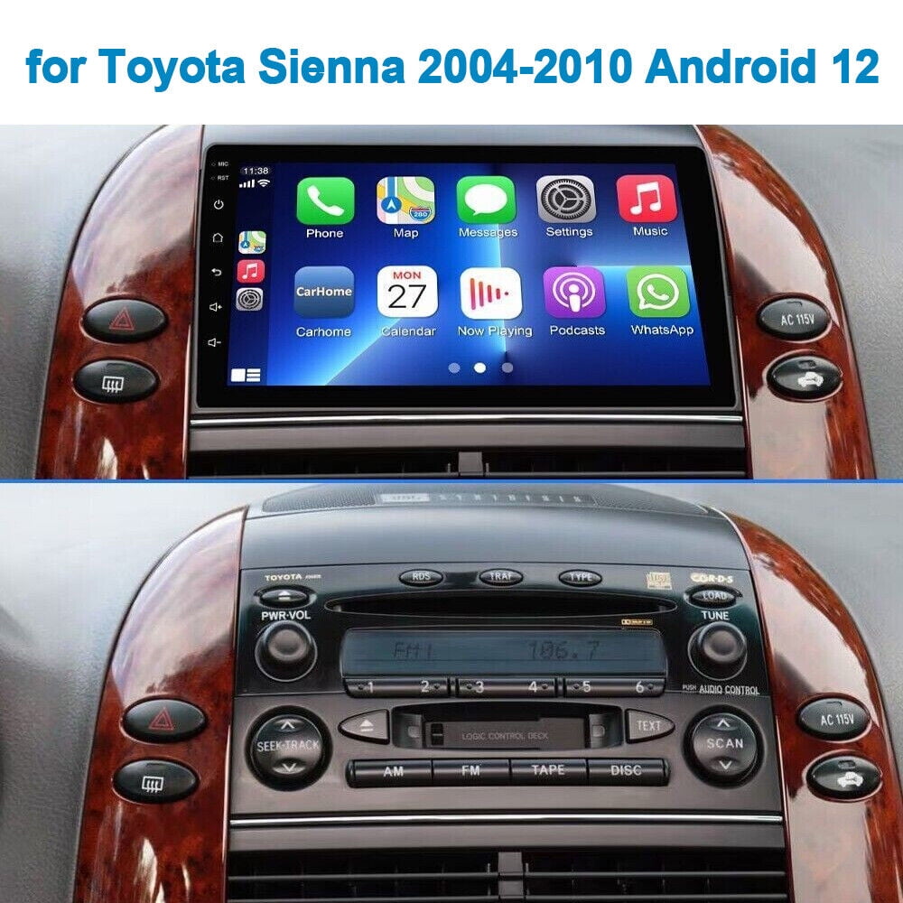 Toyota Android Head Unit 1X For Toyota Sienna 2004-10 Android 12 Wifi GPS CarPlay Car Radio Stereo 32GB
