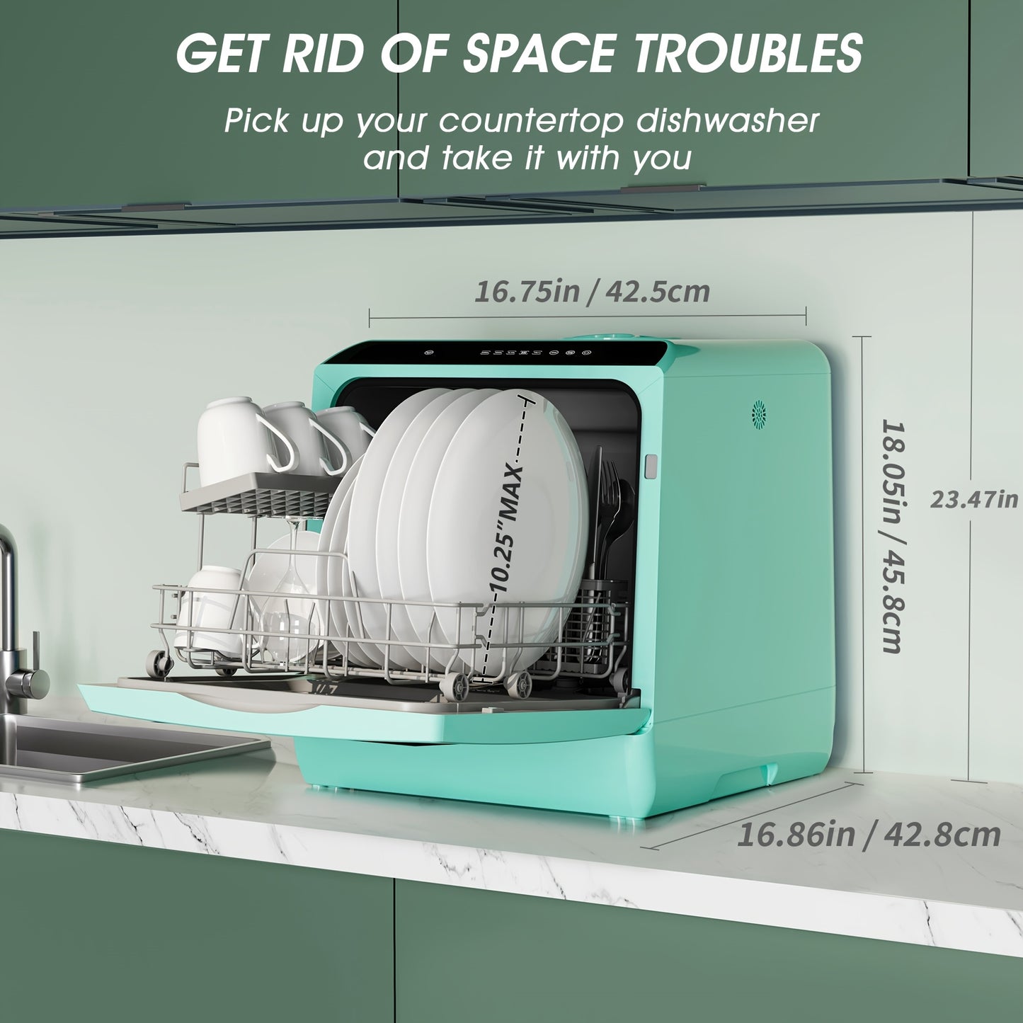 Multi-functional Countertop Dishwasher, 5 Wash Programs Mini Portable Dishwasher With 5-liter Buil