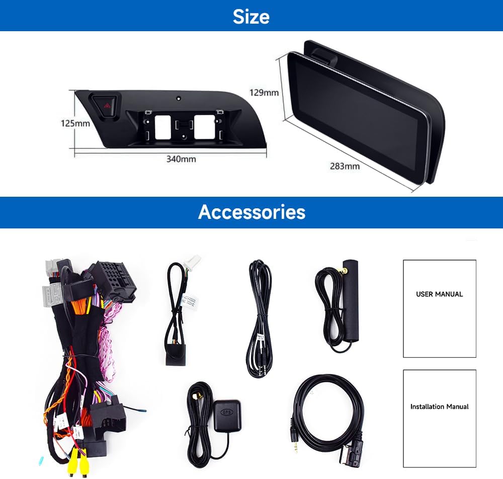 10.25 Inch Wireless CarPlay Car Stereo for Audi A4 2009-2016 with Symphoney/Concert Version Radio System GPS Navigator for Car Bluetooth Head Unit DSP Android Auto Stereo.