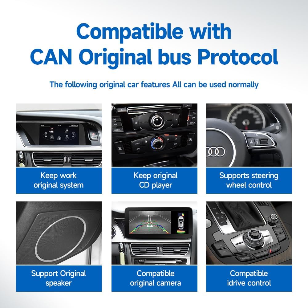 10.25 Inch Wireless CarPlay Car Stereo for Audi A4 2009-2016 with Symphoney/Concert Version Radio System GPS Navigator for Car Bluetooth Head Unit DSP Android Auto Stereo.