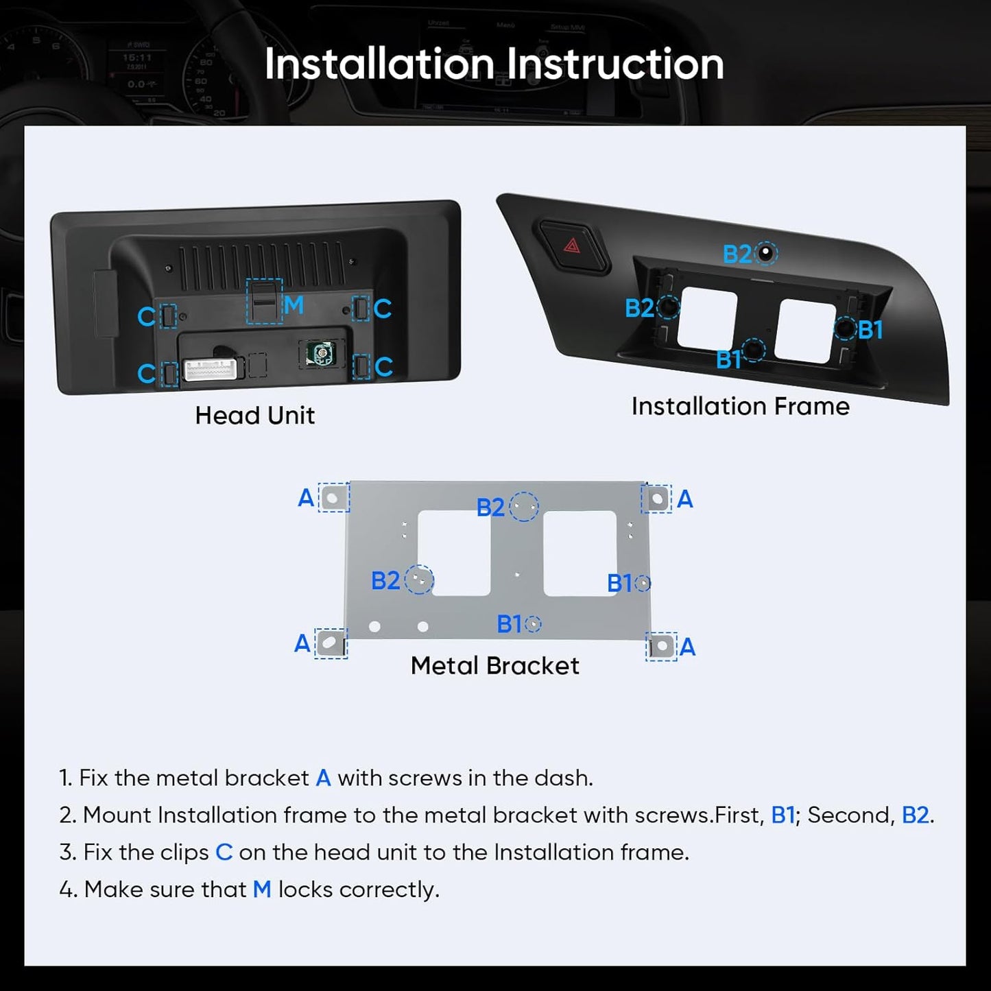 10.25 inch Touch Screen for Audi A4 A5 S4 S5 RS4 RS5 Concert/Symphony (2009-2016), Built-in Android Auto CarPlay Bluetooth Upgrade Factory Car Radio Retain Original Stereo Amplifier System