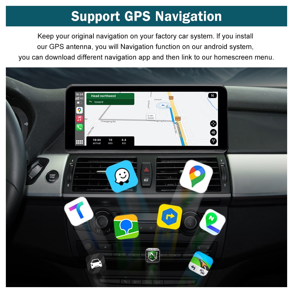 BMW Road Top Android 13 10.25 Inch Car Touchscreen Wireless CarPlay Android Auto for BMW X5 X6 Series E70/E71 2009-2013 Year with CIC System, Car Stereo Multimedia Radio Receiver