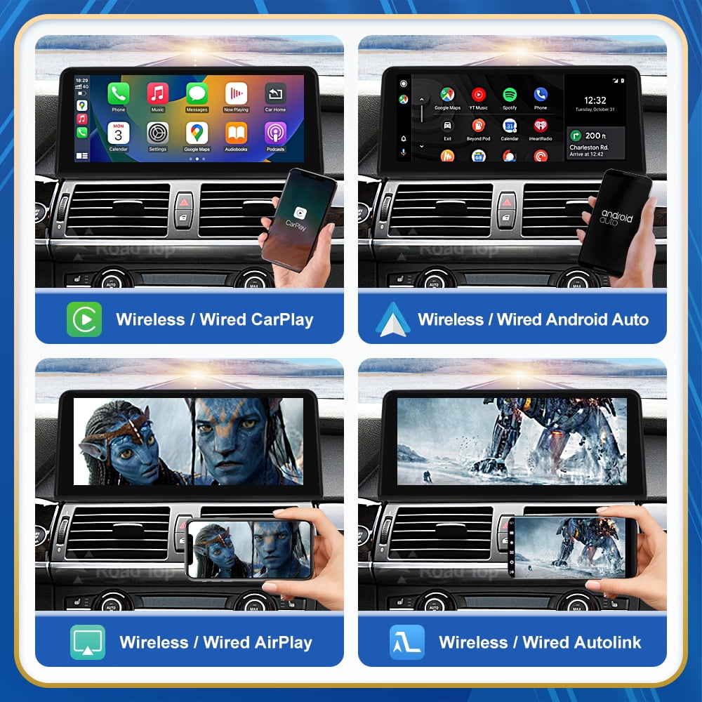 BMW Road Top 12.3" Touch Screen for for BMW X5 X6 E70 E71 2007-2009 with CCC System Wireless Android Auto CarPlay with Bluetooth Mirrorlink Radio Navigation