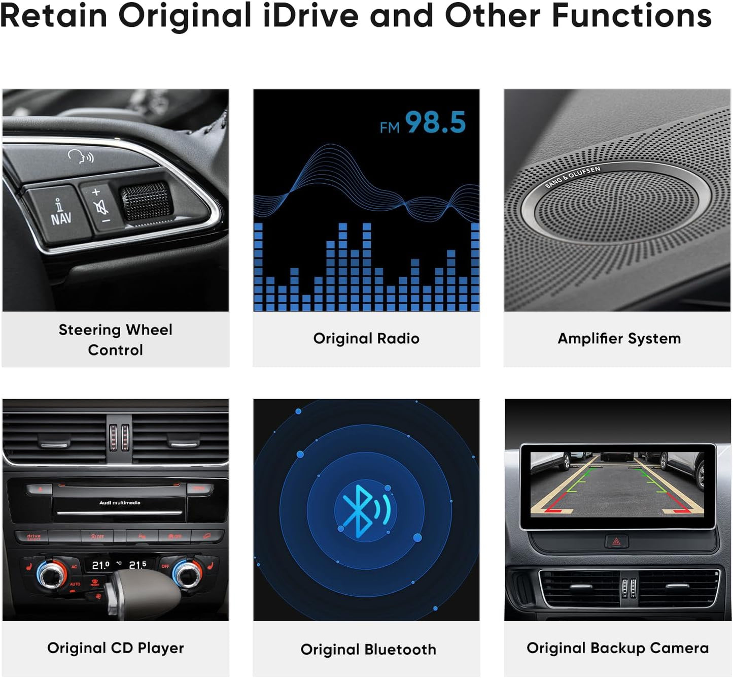 10.25 inch Touch Screen for Audi Q5 Multimedia (2009-2017) Apple CarPlay Android Auto Upgrade Fatory Car Radio Retain Original Stereo System
