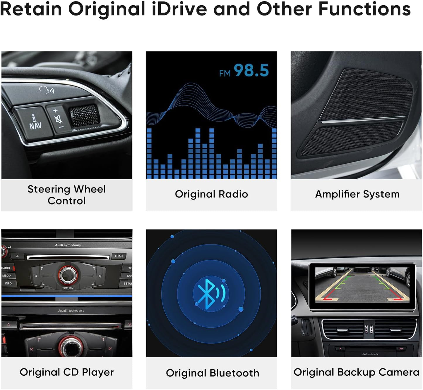 10.25 inch Touch Screen for Audi A4 A5 S4 S5 RS4 RS5 Concert/Symphony (2009-2016), Built-in Android Auto CarPlay Bluetooth Upgrade Factory Car Radio Retain Original Stereo Amplifier System