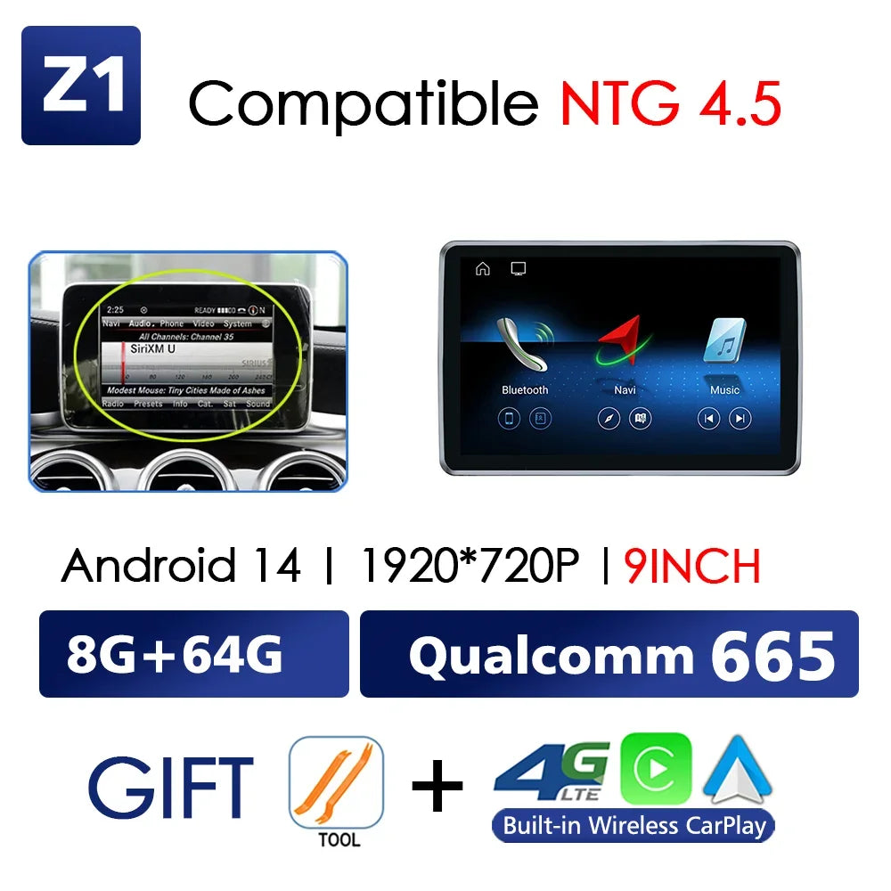 Android 14 Auto Carplay Touch Screen For Mercedes Benz ML GL W166 X166 2011-2015 Car Video Radio GPS Navigation Stereo 4G WIFI