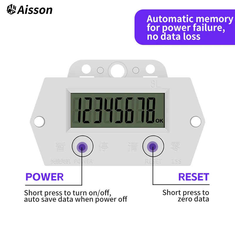 8-Digit Electronic Digital Counter Automatic Induction Electromagnetic Sensor High-Frequency Punch Counter Without Battery