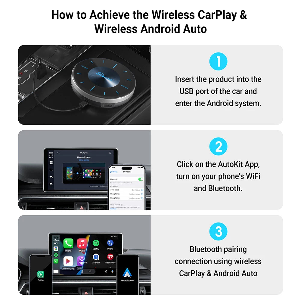 OTTOCAST P3 Android AI Box for Youtube Netflix Wireless CarPlay Android Auto TV Box for HDMI Out Car Accessories Gift for Men