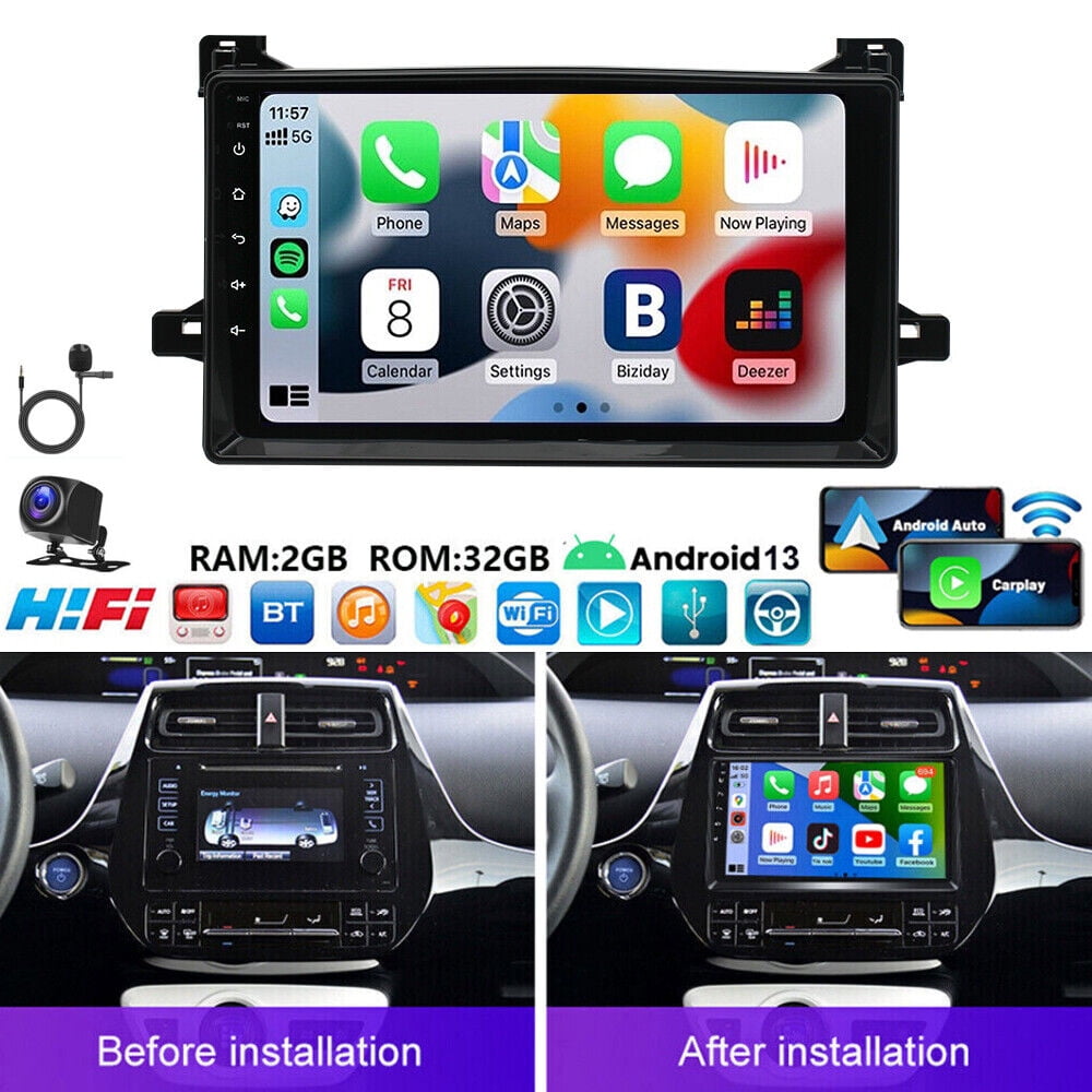 Toyota Android Head Unit Car Radio Stereo for Toyota Prius 2016-2022, 9 Inch Touch Screen Head Unit Built in Carplay Android Auto Bluetooth Navigation Video Player