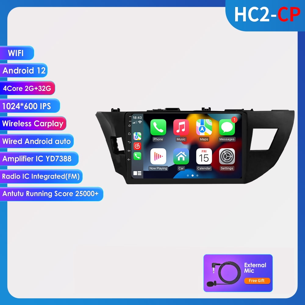 Toyota Android Head Unit For Toyota Corolla 2014 2015 2016 Android 12 Carplay 32GB Car Stereo Radio GPS Navigation Head Unit Player