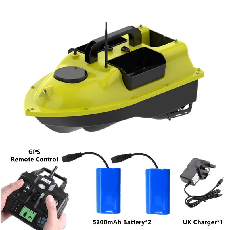GPS Positioning 500M Sonar Fish Finder One Key Cruise RC Bait Boat Three Hoppers 6Hours Endure Screen Display Waterproof RC Boat