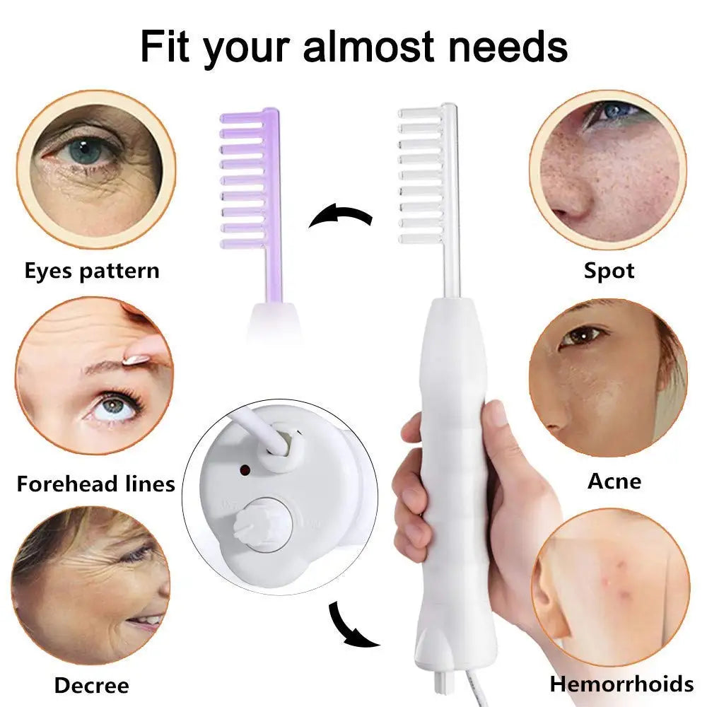 7 in 1 High Frequency Electrotherapy Wand Glass Tube Machine Spot Acne Remover Beauty Tool Face Cleansing Skin Tightening Device