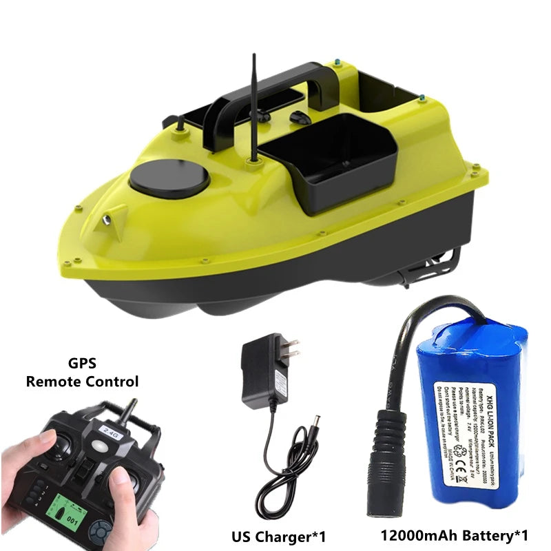 GPS Positioning 500M Sonar Fish Finder One Key Cruise RC Bait Boat Three Hoppers 6Hours Endure Screen Display Waterproof RC Boat