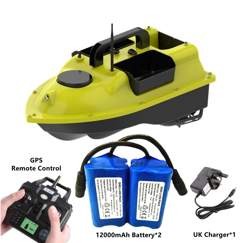 GPS Positioning 500M Sonar Fish Finder One Key Cruise RC Bait Boat Three Hoppers 6Hours Endure Screen Display Waterproof RC Boat