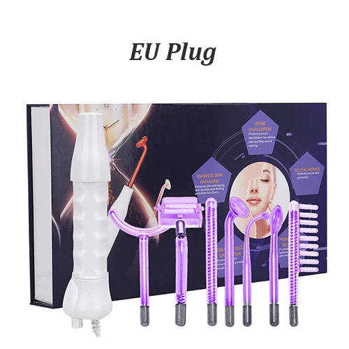 7 in 1 High Frequency Electrotherapy Wand Glass Tube Machine Spot Acne Remover Beauty Tool Face Cleansing Skin Tightening Device