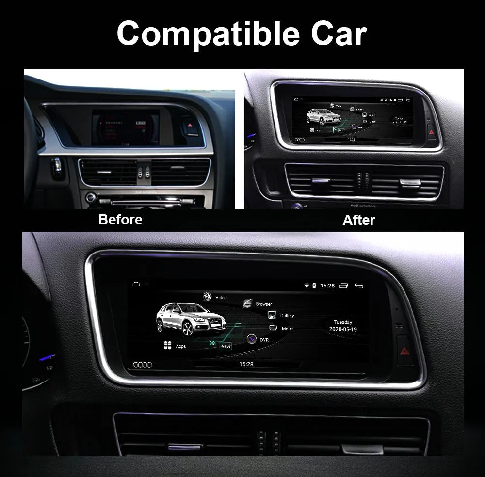 8.8 Inch Android 14 Carplay Screen For Audi Q5 2009-2016 BT GPS Navigation Radio WIFI SIM Auto Car Multimedia Stereo