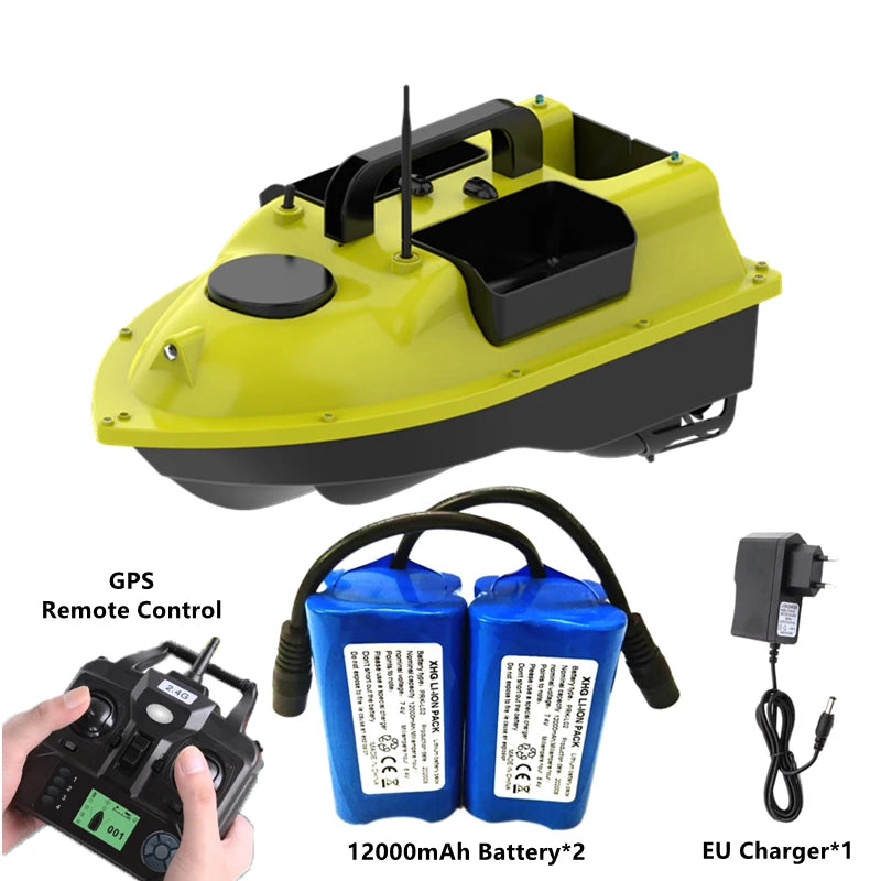 GPS Positioning 500M Sonar Fish Finder One Key Cruise RC Bait Boat Three Hoppers 6Hours Endure Screen Display Waterproof RC Boat