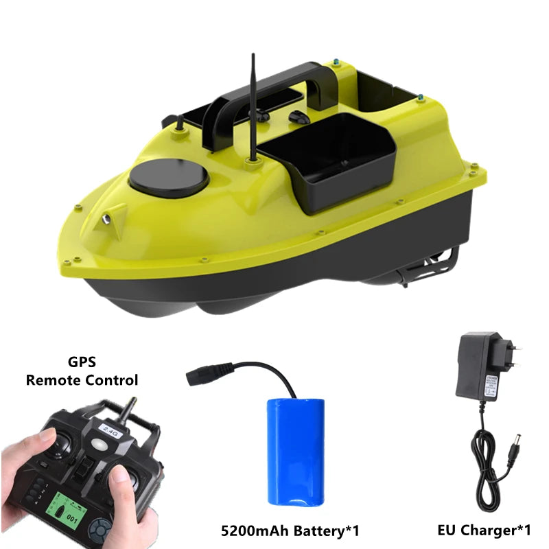 GPS Positioning 500M Sonar Fish Finder One Key Cruise RC Bait Boat Three Hoppers 6Hours Endure Screen Display Waterproof RC Boat