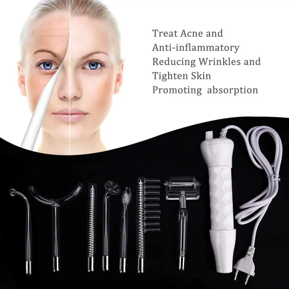 7 in 1 High Frequency Electrotherapy Wand Glass Tube Machine Spot Acne Remover Beauty Tool Face Cleansing Skin Tightening Device