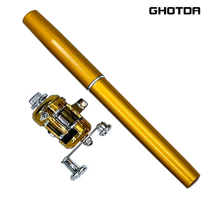 Fishing Rod Reel Combo Set Mini Telescopic Pocket Pen Fishing Rod Pole + Reel