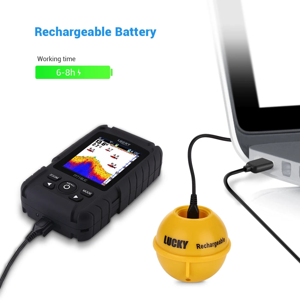 LUCKY FF718LIC-WLA Fish Finder Wireless Fishfinder Fishing Sonar 45M/147Feet Depth Sounder Echosonda Echolot Echo Sondeur Deeper