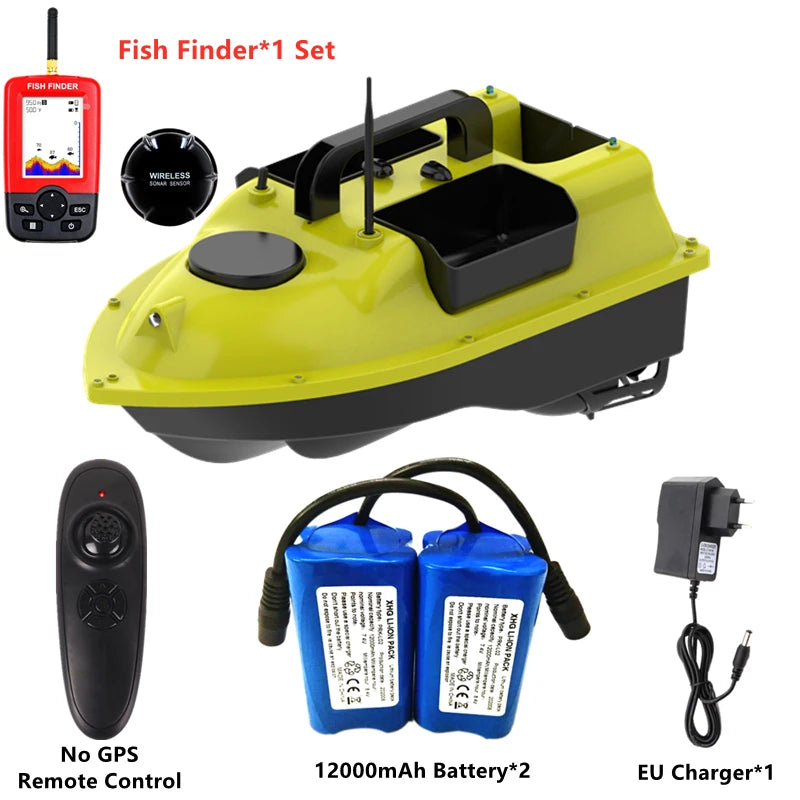 GPS Positioning 500M Sonar Fish Finder One Key Cruise RC Bait Boat Three Hoppers 6Hours Endure Screen Display Waterproof RC Boat