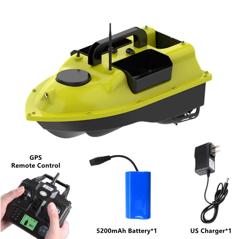 GPS Positioning 500M Sonar Fish Finder One Key Cruise RC Bait Boat Three Hoppers 6Hours Endure Screen Display Waterproof RC Boat