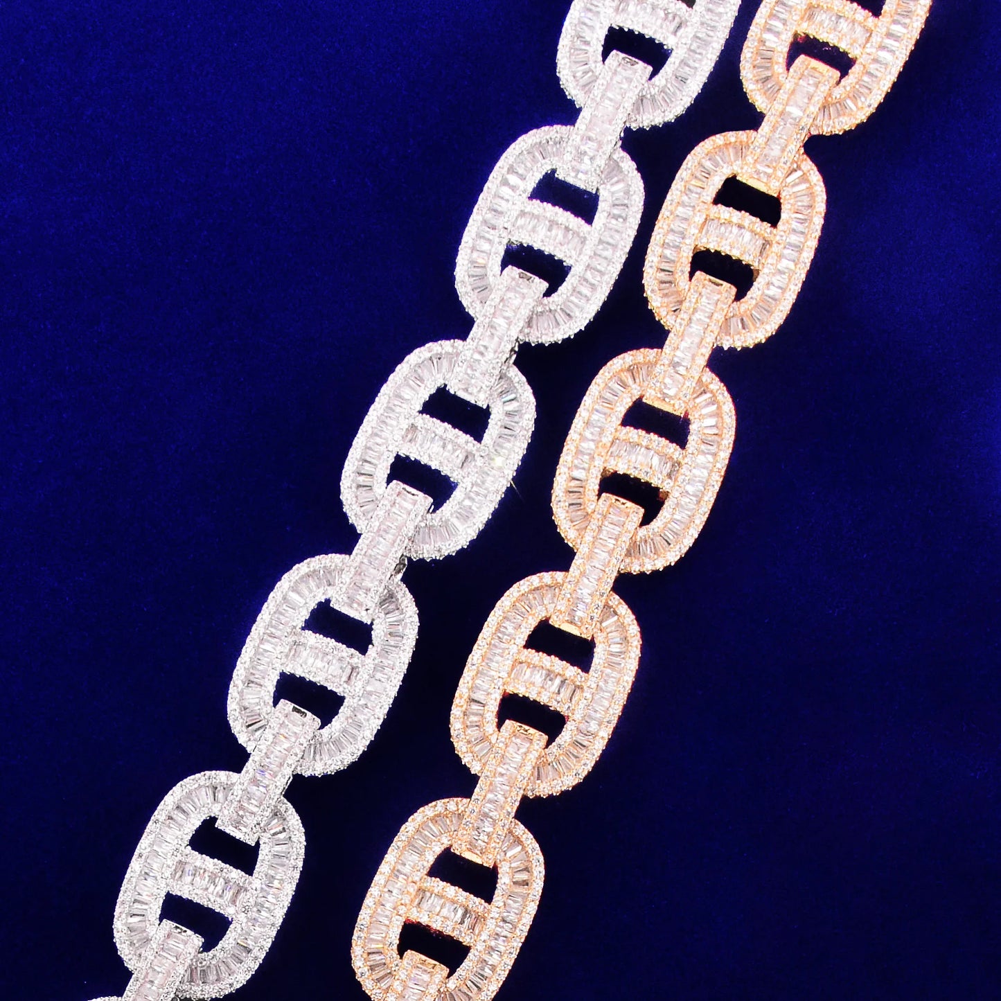 Bubble Letter Baguette Necklace for Men Miami Cuban Link Chain Hip Hop Gold Color Copper Bling Fashion Rock Jewelry Christmas