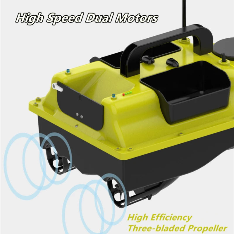 GPS Positioning 500M Sonar Fish Finder One Key Cruise RC Bait Boat Three Hoppers 6Hours Endure Screen Display Waterproof RC Boat
