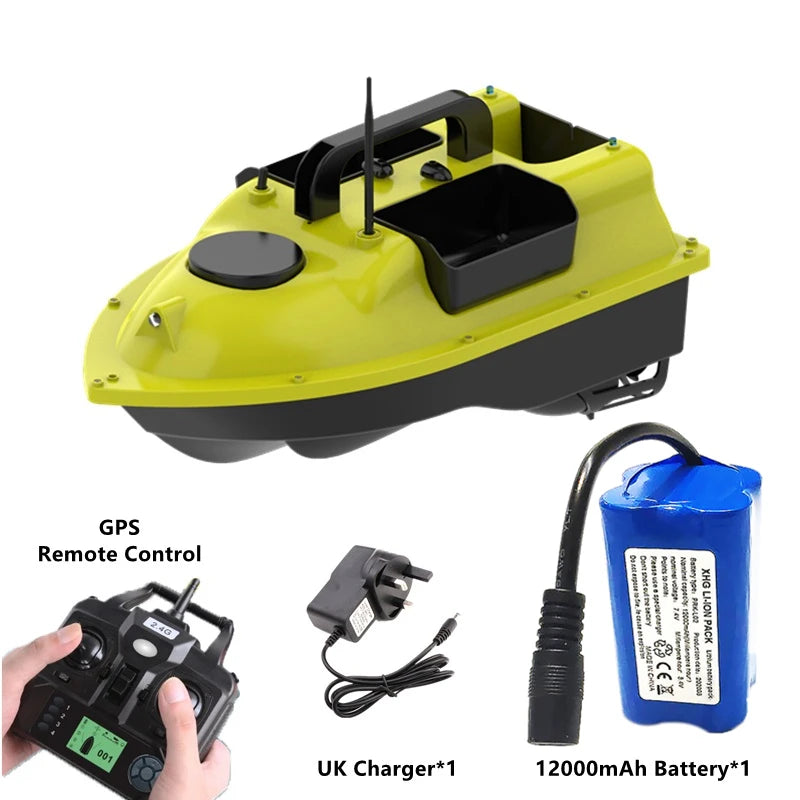 GPS Positioning 500M Sonar Fish Finder One Key Cruise RC Bait Boat Three Hoppers 6Hours Endure Screen Display Waterproof RC Boat