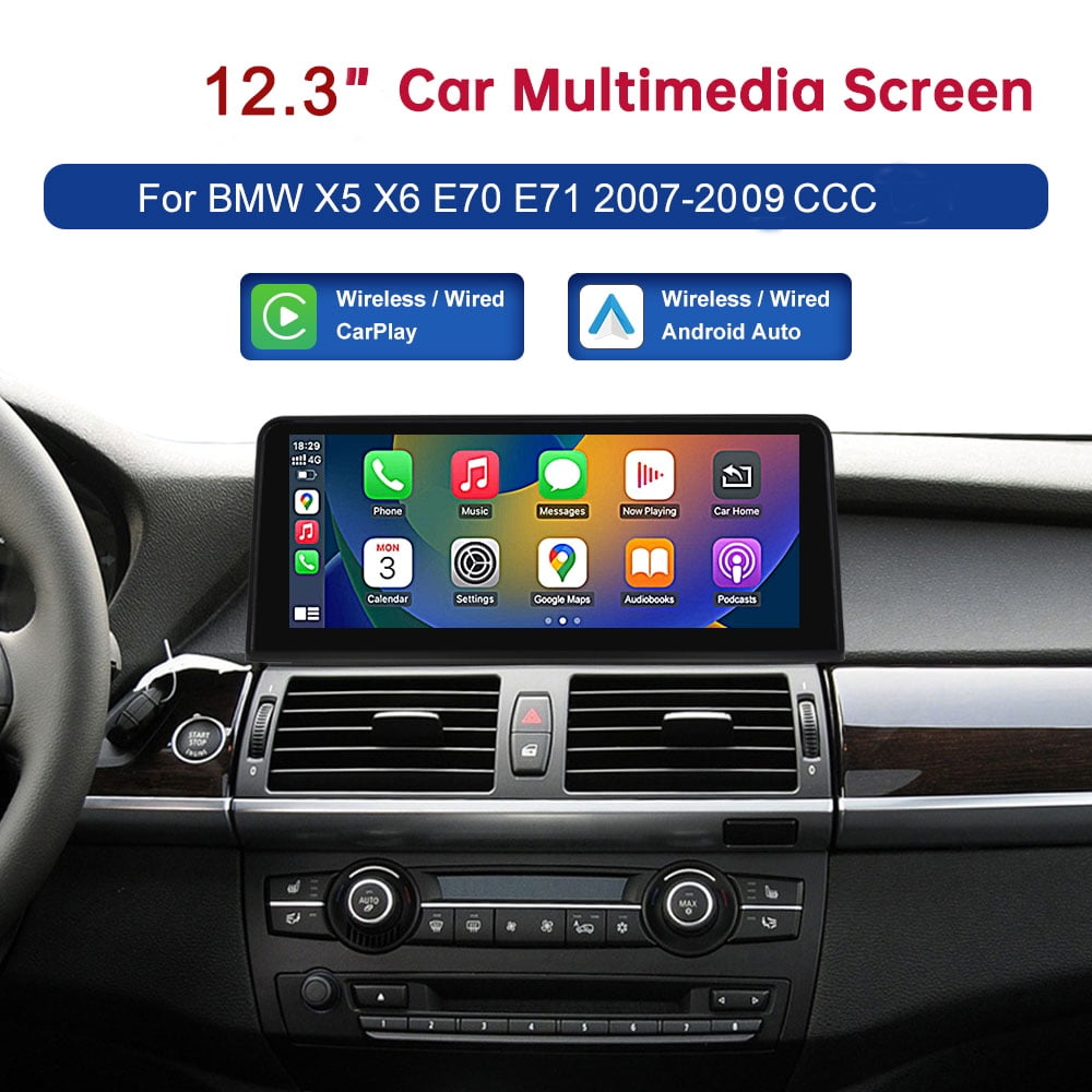 BMW Road Top 12.3" Touch Screen for for BMW X5 X6 E70 E71 2007-2009 with CCC System Wireless Android Auto CarPlay with Bluetooth Mirrorlink Radio Navigation