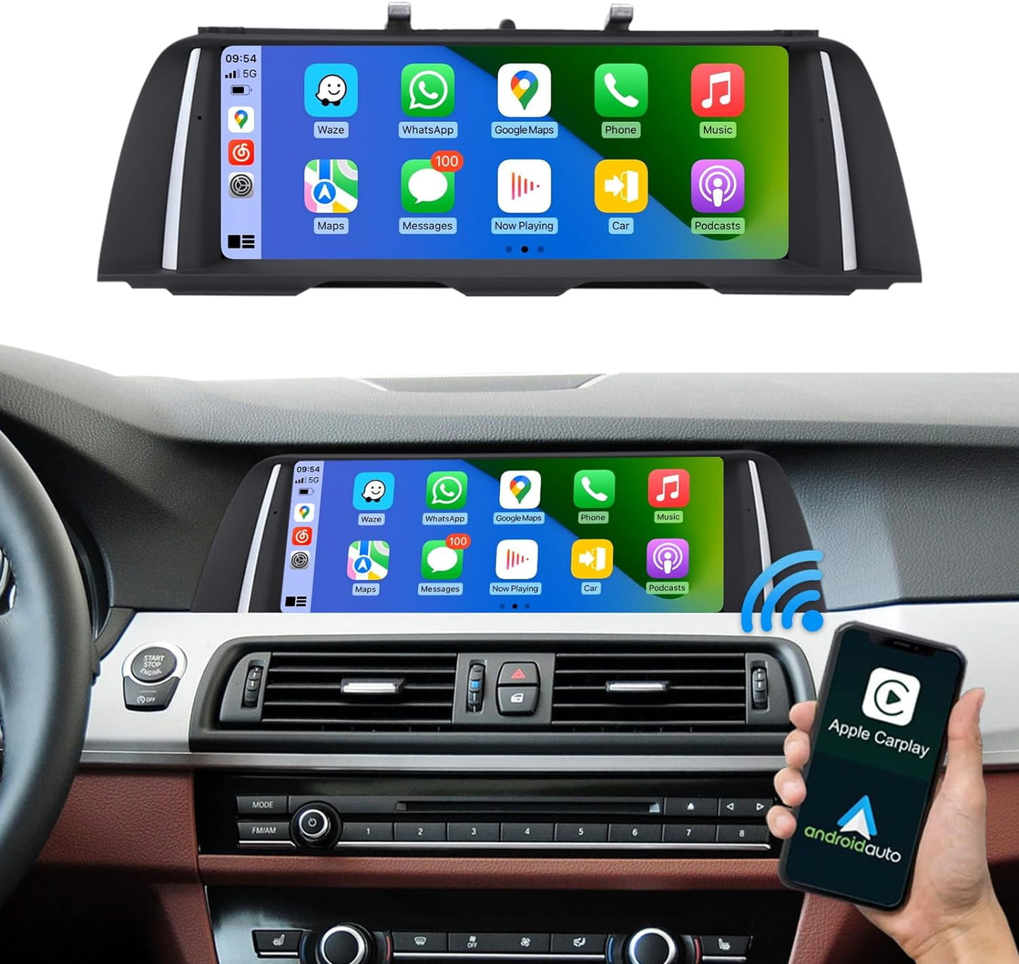 BMW Road Top Wireless Carplay & Android Auto, 10.25 Inch Car Stereo Receiver for BMW 5 Series F10/F11/F18 2012-2016 Year with NBT System, Car Touchscreen Multimedia Radio Receiver with Mirrorlink