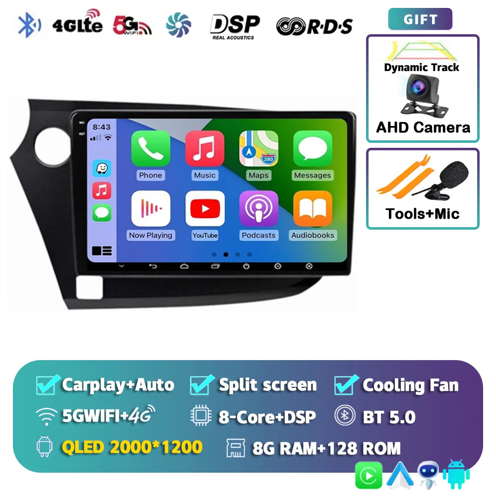 Android 14 Carplay Auto Car Radio Multimedia Player For HONDA INSIGHT 2009-2014 Navigation Autoradio GPS Stereo 2din Head Unit
