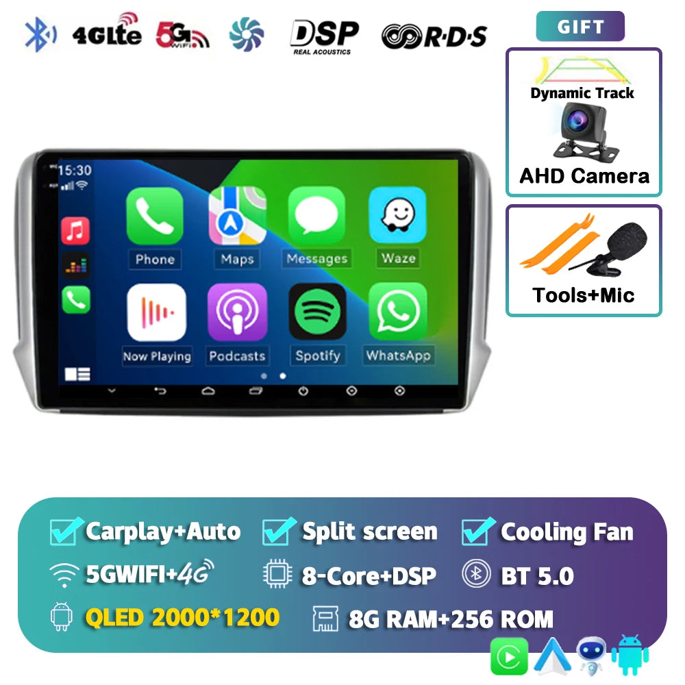 Android 14 For Peugeot 2008 208 2012-2018 Car Radio Multimedia Player Navigation GPS Wireless Carplay Android Auto Stereo 2Din