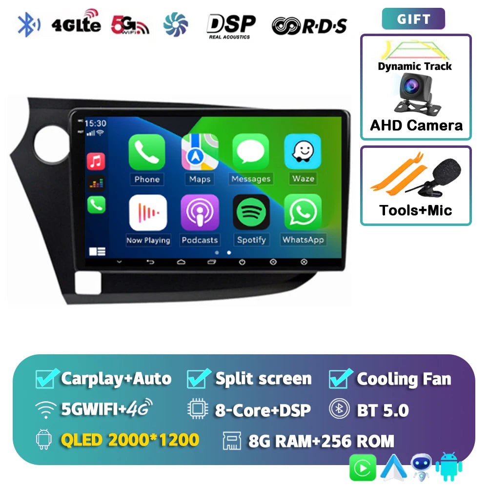 Android 14 Carplay Auto Car Radio Multimedia Player For HONDA INSIGHT 2009-2014 Navigation Autoradio GPS Stereo 2din Head Unit