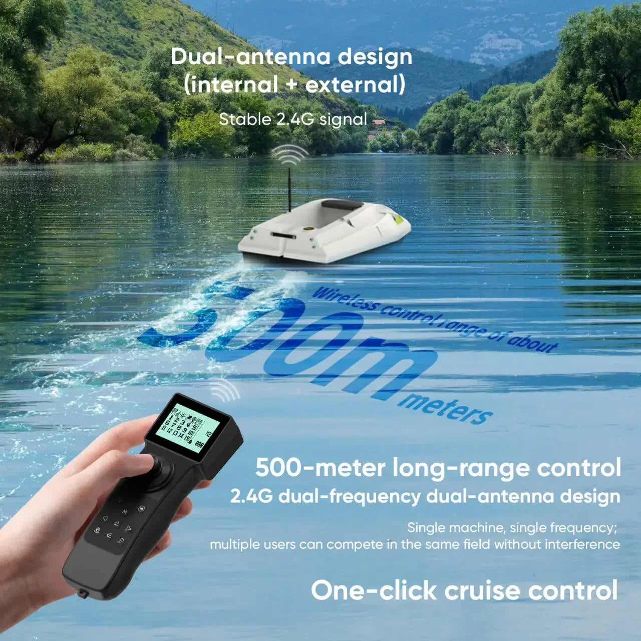 12V High-speed GPS Rc Bait Boat 99 Positioning Points Nest Making Boat Night Fishing Trawl Decoupling Sonar Detection Carp Boat