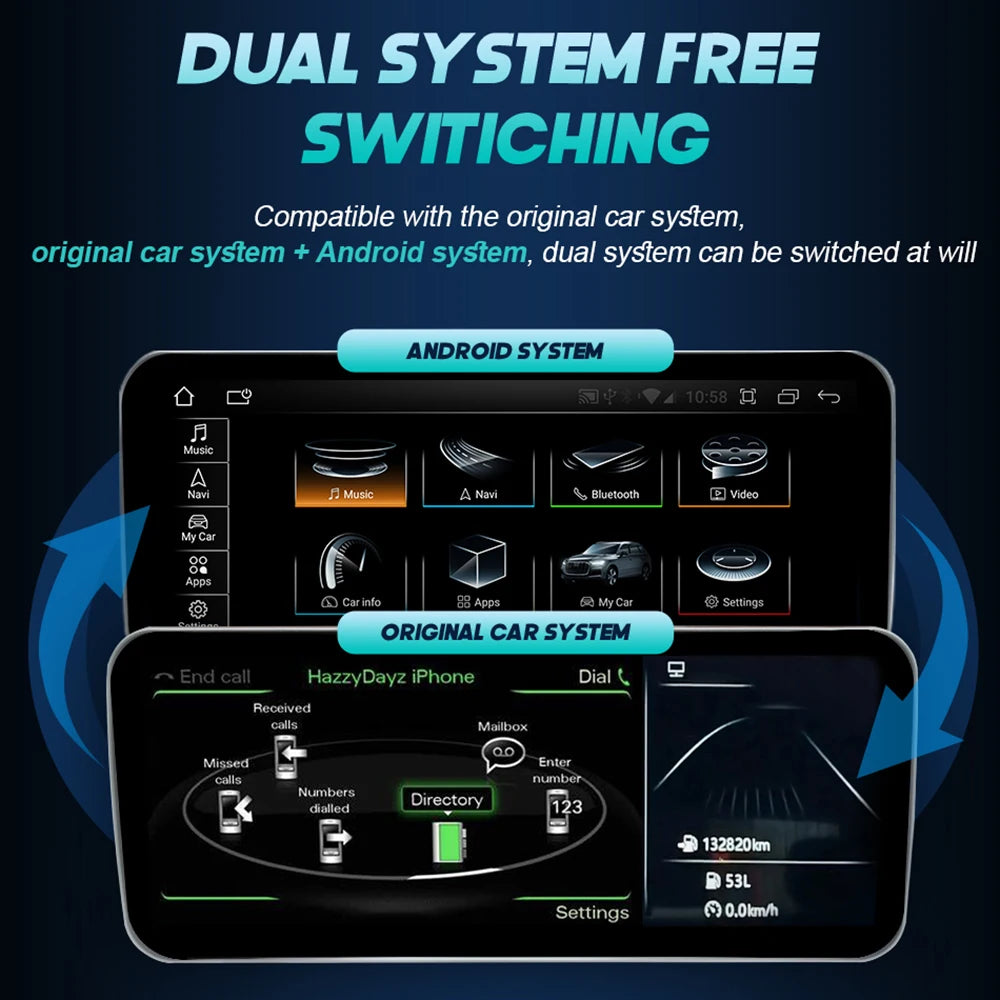 For Audi Q7 4L 2005-2015 MMI Android 14 Wireless CarPlay GPS Car Intelligent Multimedia Player Navigation Auto Radio Stereo DSP