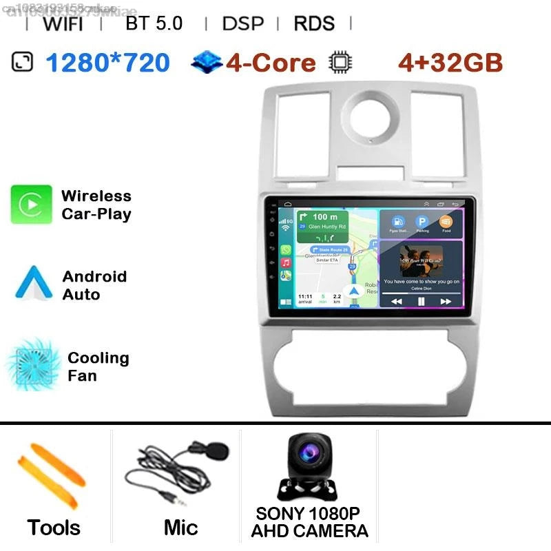 Android 14 For Chrysler 300/300C 2004-2011 Car Radio Stereo Wifi Navi Multimedia Video Player Autoradio 2Din 9in GPS Navi Maps