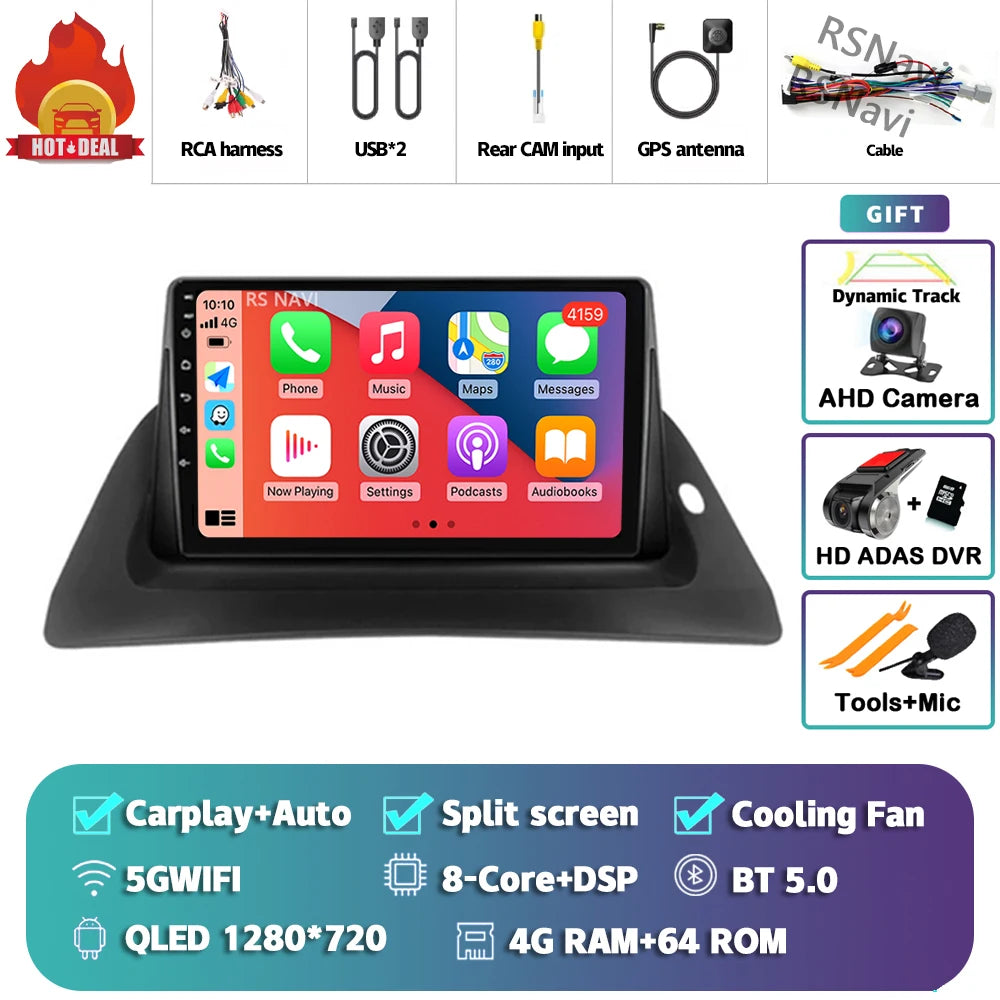 Android 14 Carplay Car Radio For Renault Kangoo 2009 2012 2015 2016 2017 2018 Multimedia Video Player Navigation Stereo 2din DSP