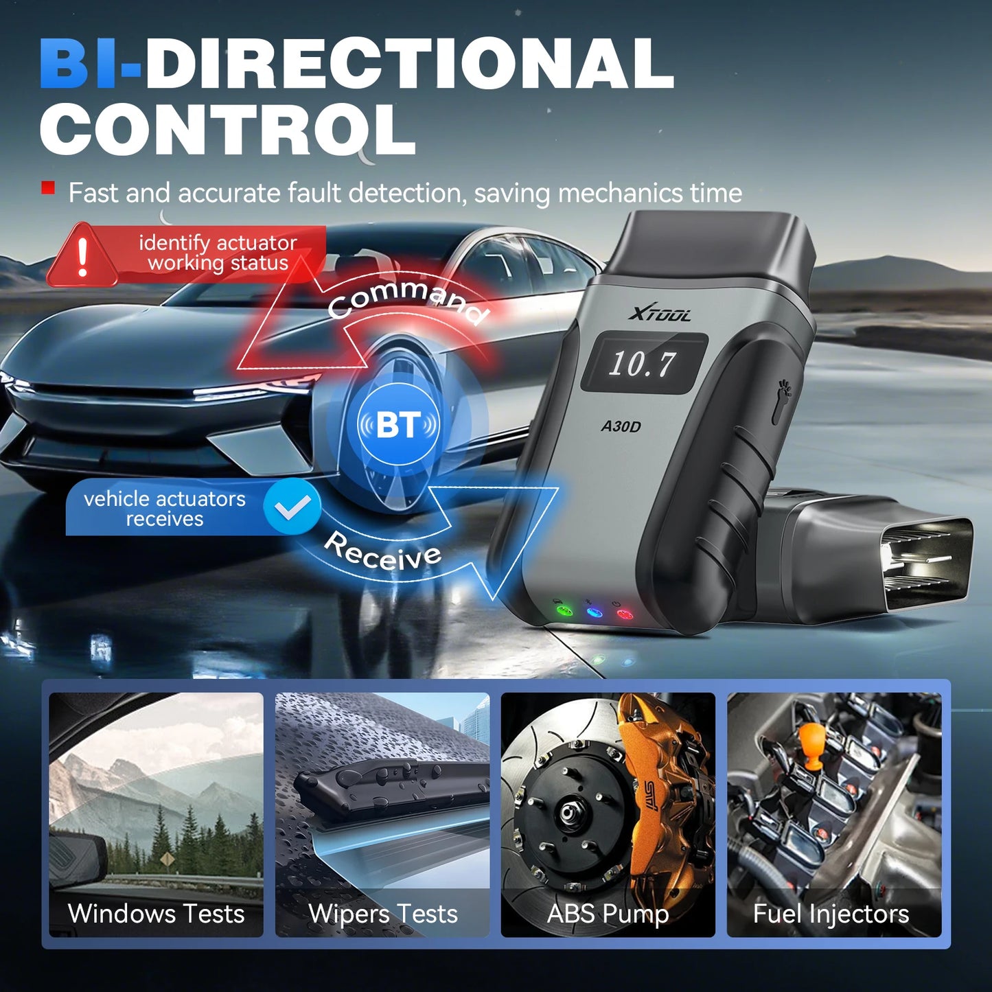 XTOOL Anyscan A30D BT OBD2 Scanner Full System 16+ Service Bidirectional Scan Tools Lifetime Free Update CAN FD FCA Andriod IOS