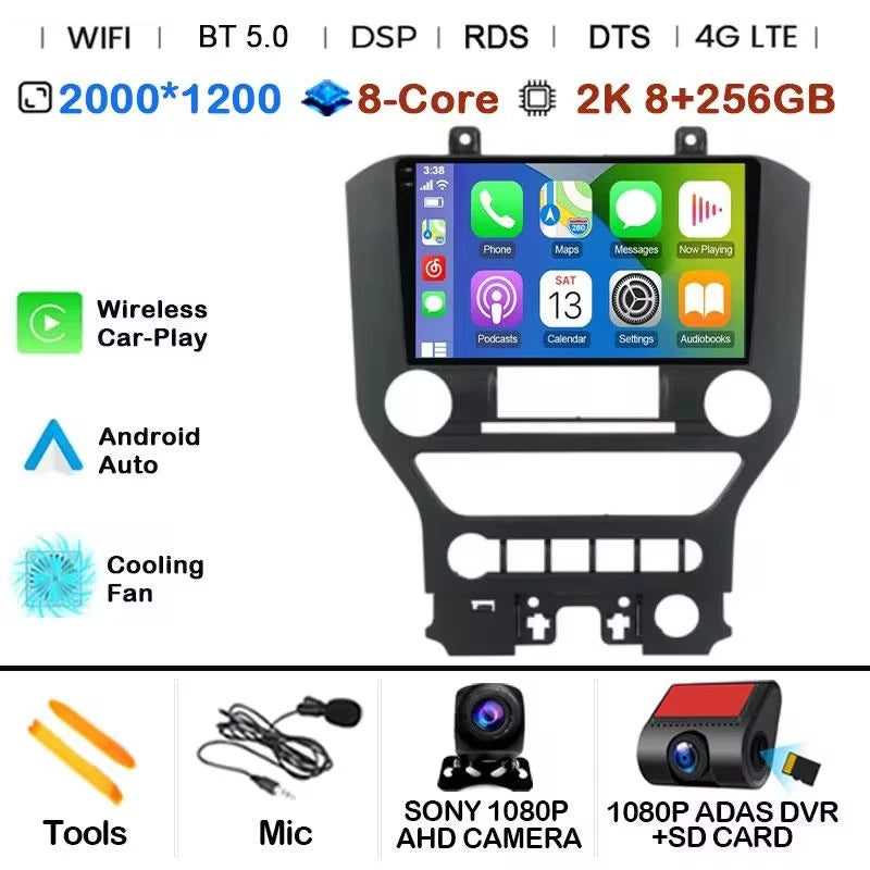 Android 14 9'' Car Radio For Ford Mustang 6 VI S550 2014 - 2021 Auto Carplay Multimedia Vedio player Navigation GPS 4G WIFI GPS