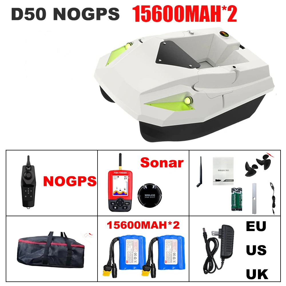 12V High-speed GPS Rc Bait Boat 99 Positioning Points Nest Making Boat Night Fishing Trawl Decoupling Sonar Detection Carp Boat
