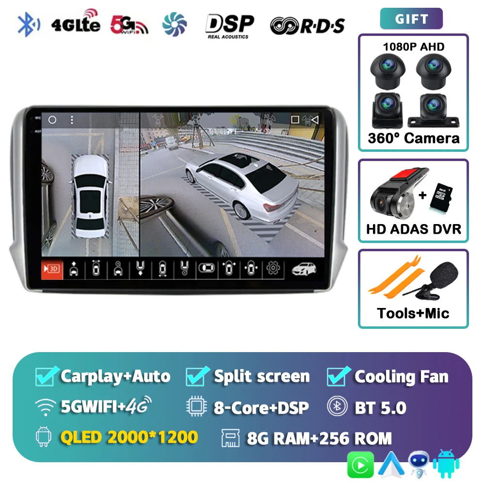 Android 14 For Peugeot 2008 208 2012-2018 Car Radio Multimedia Player Navigation GPS Wireless Carplay Android Auto Stereo 2Din