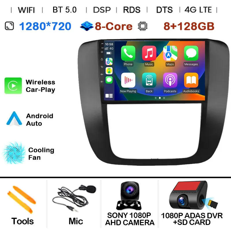 Android 14 Car Radio Multimedia For GMC Yukon 3 GMT 900 for Chevrolet Tahoe 3 III GMT900 2007 -2014 9" Screen Carplay Stereo GPS