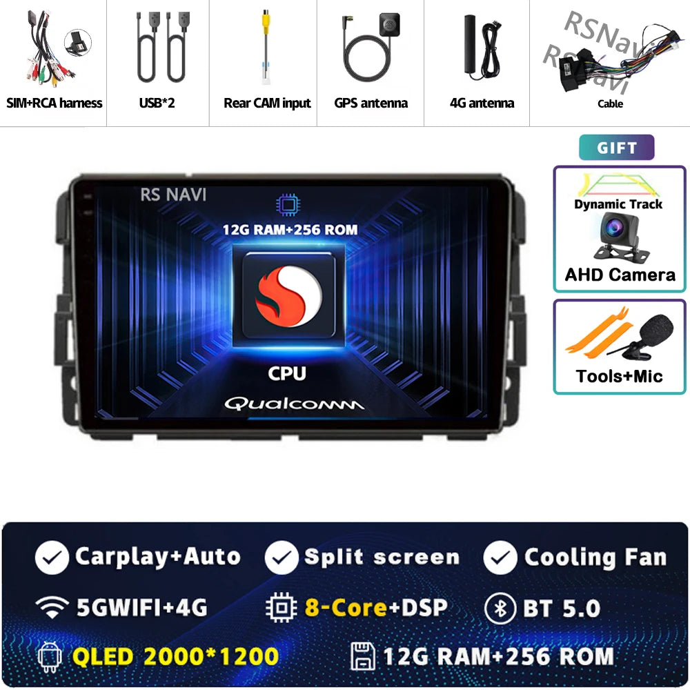 Android 14 Carplay Car Radio for Chevrolet Silverado Impala GMC Yukon Acadia Sierra Multimedia Video Player Navigation Stereo BT