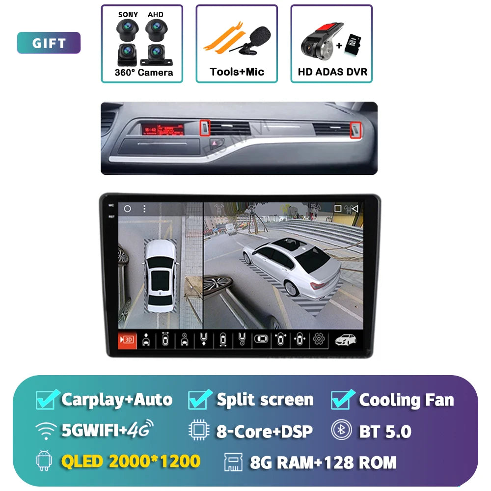 Android 14 Carplay Car Radio Multimedia For Citroen C5 2008 2009 2010 -2017 navigation video DVD Autoradio Stereo 2din Head Unit