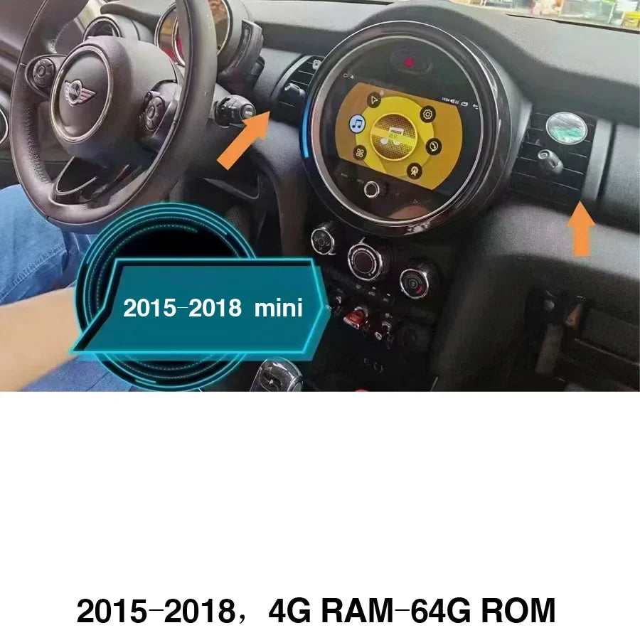 Carplay 8G+256G 9'' Android 14.0 Car multimedia Player Navigation GPS 4G LTE Stereo Radio For BMW MINI F54-F57 R55-R61 2007-2018