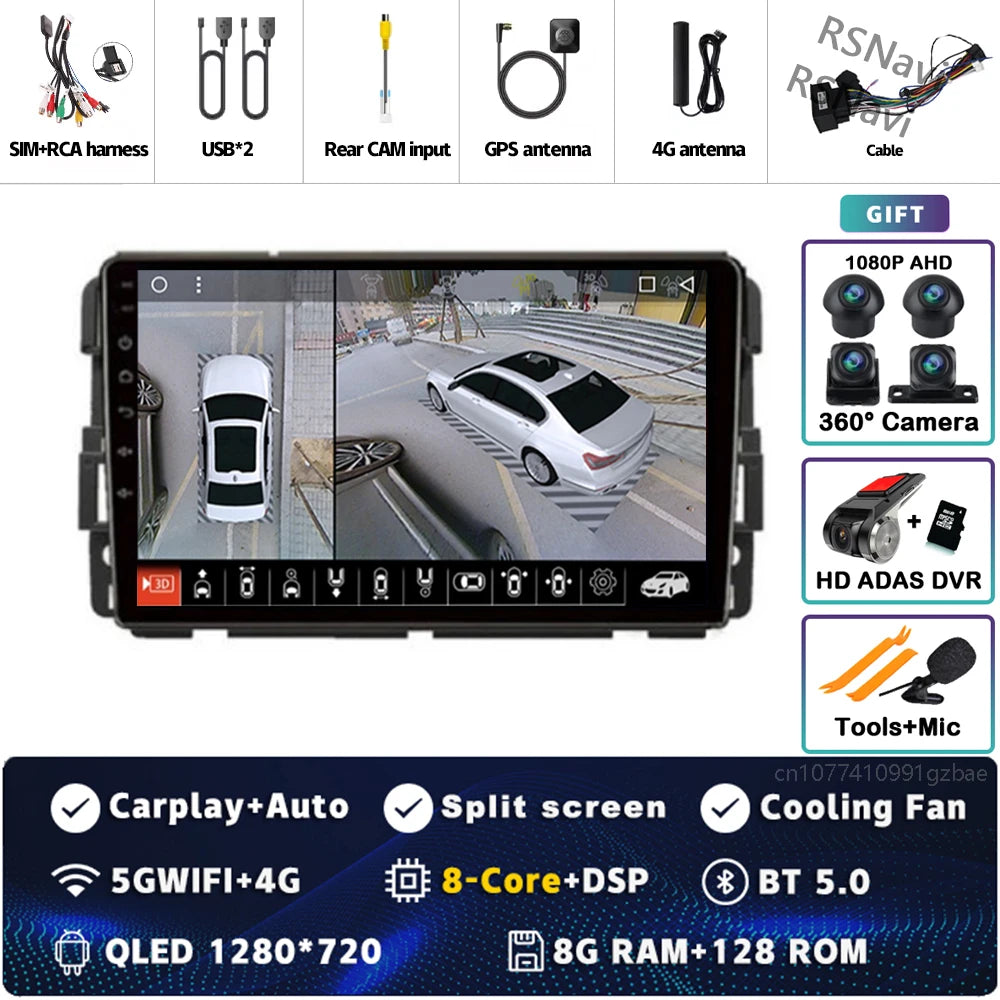 Android 14 Carplay Car Radio for Chevrolet Silverado Impala GMC Yukon Acadia Sierra Multimedia Video Player Navigation Stereo BT